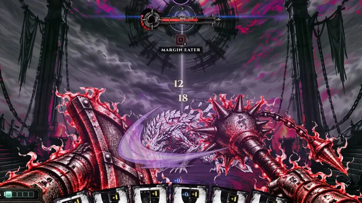 Iron Ward's weapons wreathed in crimson ink as the Crest volley strikes the Margin Eater